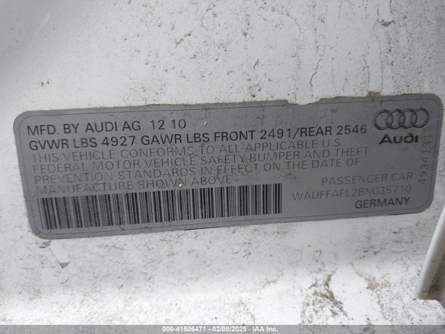 2011 AUDI A4 WAUFFAFL2BN035710 Photo 8