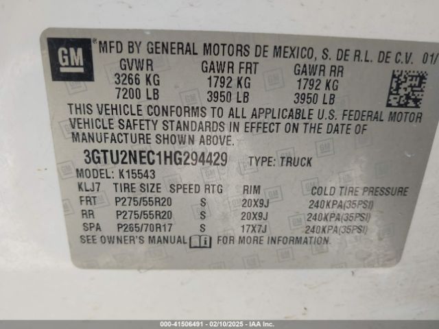 3GTU2NEC1HG294429 GMC Sierra 1500 Slt