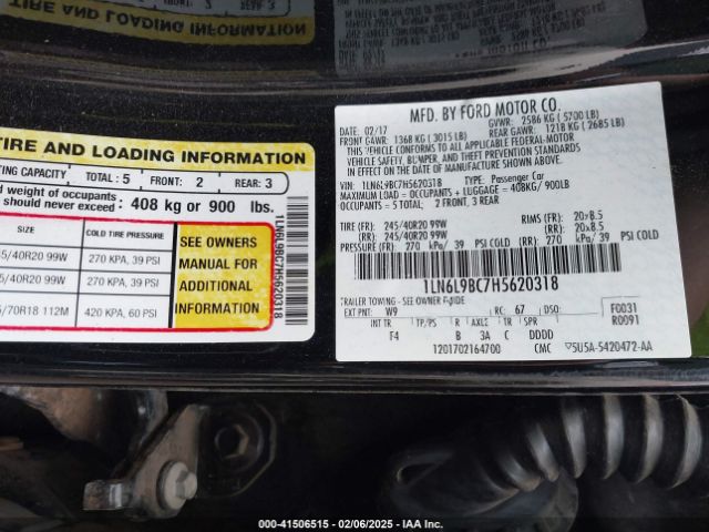 1LN6L9BC7H5620318 Lincoln Continental Black Label