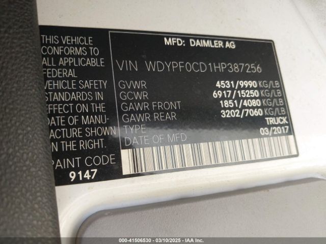 WDYPF0CD1HP387256 Freightliner Sprinter 3500 Standard Roof V6