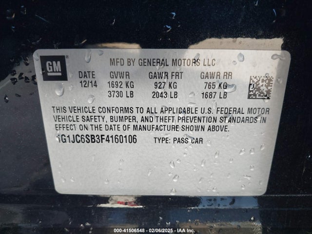 Chevrolet Sonic Lt Auto 2015 1G1JC6SB3F4160106 Image 9