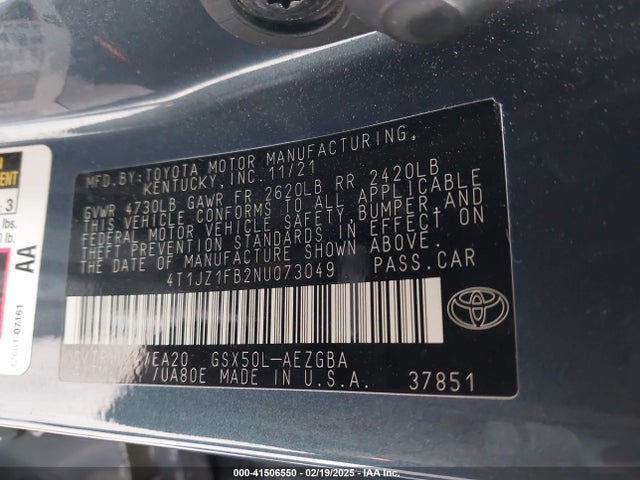 4T1JZ1FB2NU073049 Toyota AVALON XLE
