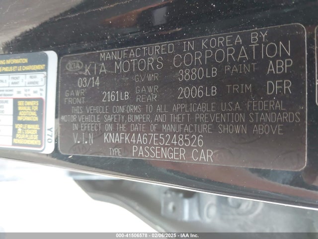 Aukcja sprzedaży 2014 Kia Forte Lx, vin: KNAFK4A67E5248526, numer aukcji: 41506578