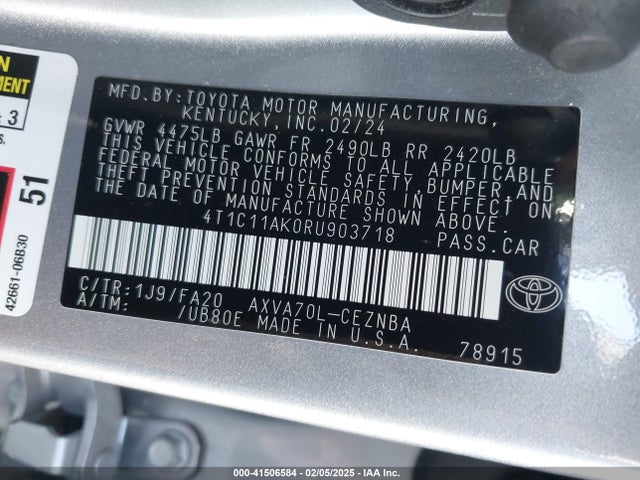 4T1C11AK0RU903718 Toyota a25a-fks