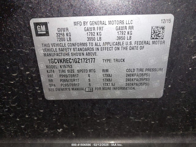 1GCVKREC1GZ172177 Chevrolet Silverado 1500 1lt