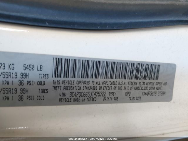 3C4PDCGG5JT475722 Dodge Journey Crossroad