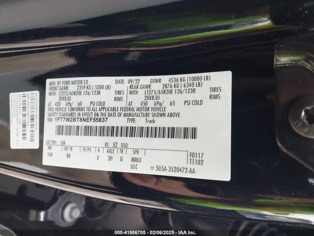 Ford F-250 Platinum 2022 1FT7W2BT8NEF55837 Image 9