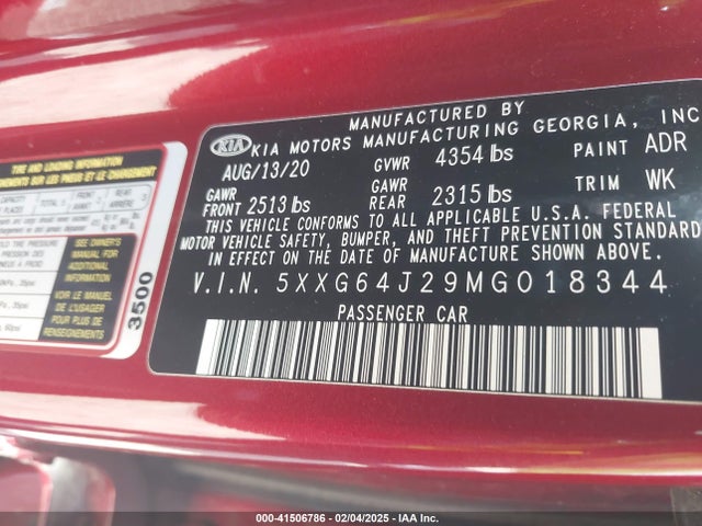 5XXG64J29MG018344 KIA K5 Gt-line