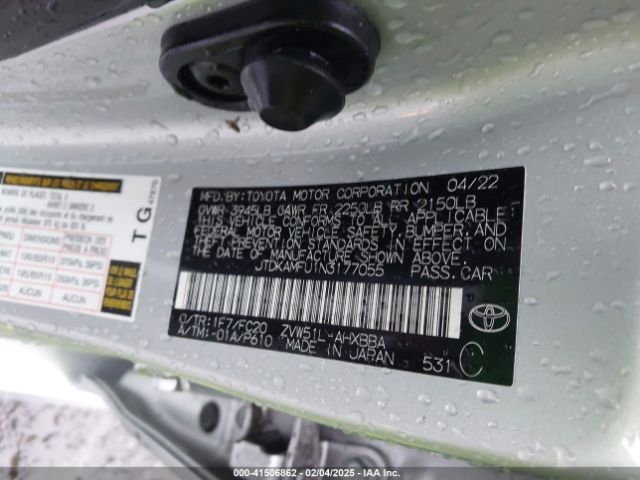 JTDKAMFU1N3177055 Toyota Prius L