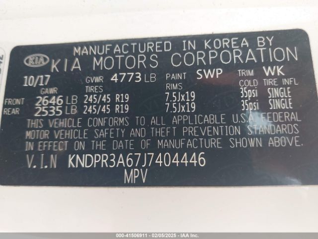 KNDPR3A67J7404446 KIA Sportage Sx Turbo