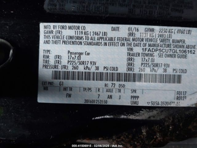 1FADP5CU7GL106162 Ford C-max Energi Sel