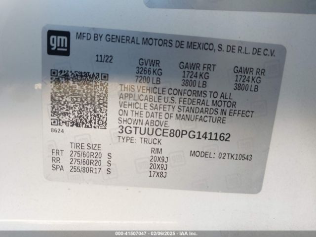 3GTUUCE80PG141162 GMC Sierra 1500 4wd  Short Box Elevation With 3sb