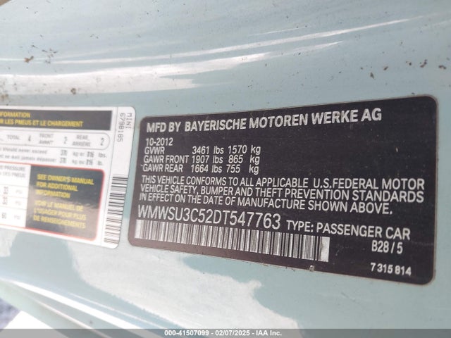 2013 MINI HARDTOP WMWSU3C52DT547763 Photo 8