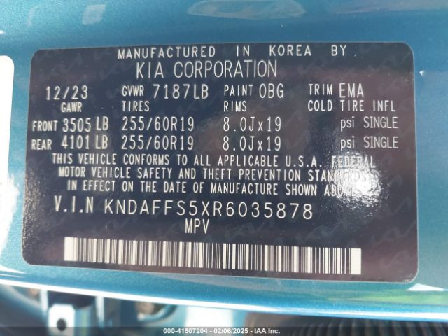 KNDAFFS5XR6035878 KIA Ev9 Wind