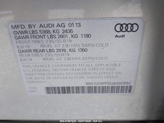 2013 AUDI Q5 WA1LFAFPXDA060982 Photo 8