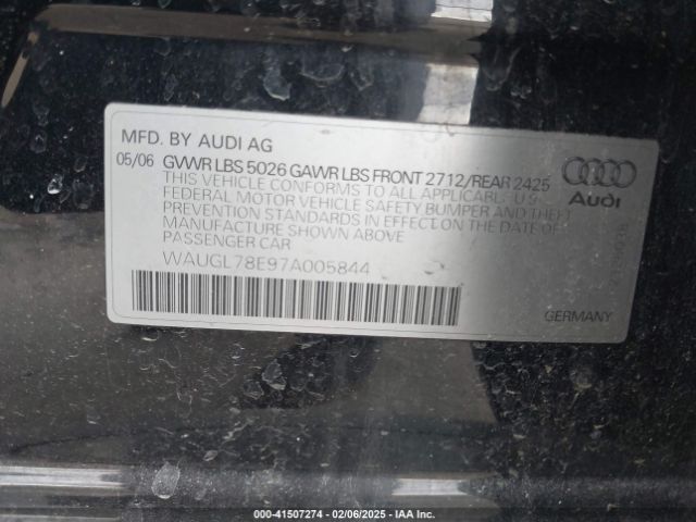 2007 AUDI S4 WAUGL78E97A005844 Photo 8