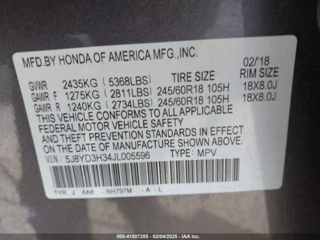 5J8YD3H34JL005596 Acura MDX