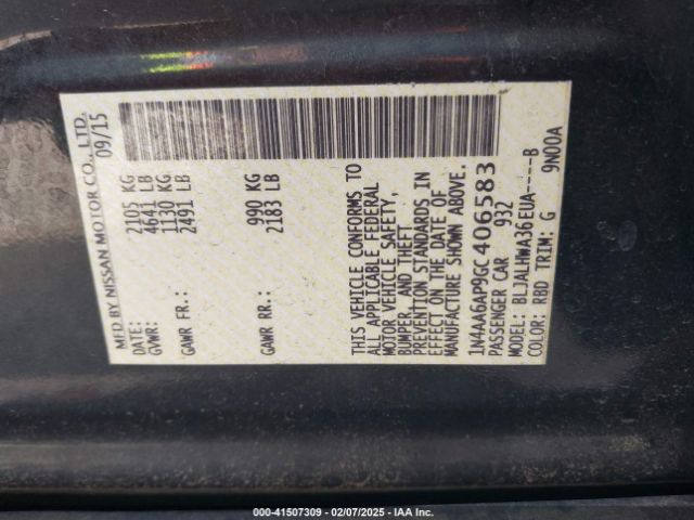 1N4AA6AP9GC406583 Nissan Maxima 3.5 Platinum