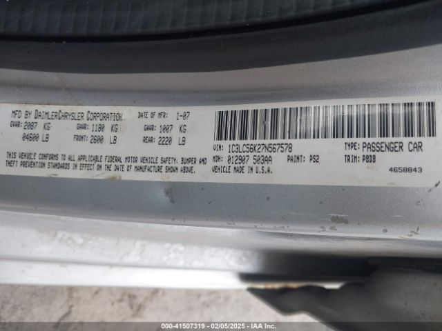 2007 CHRYSLER SEBRING 1C3LC56K27N567578 Photo 8