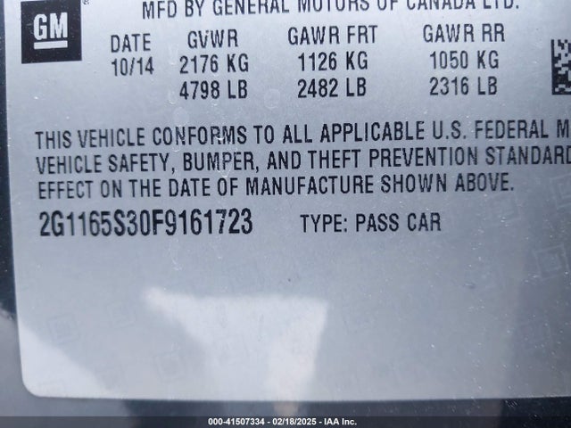2G1165S30F9161723 Chevrolet IMPALA 2LZ