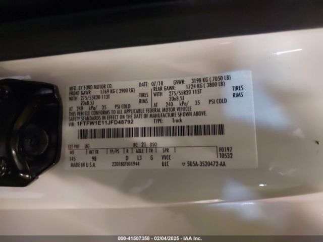 1FTFW1E11JFD48792 Ford F-150 Platinum