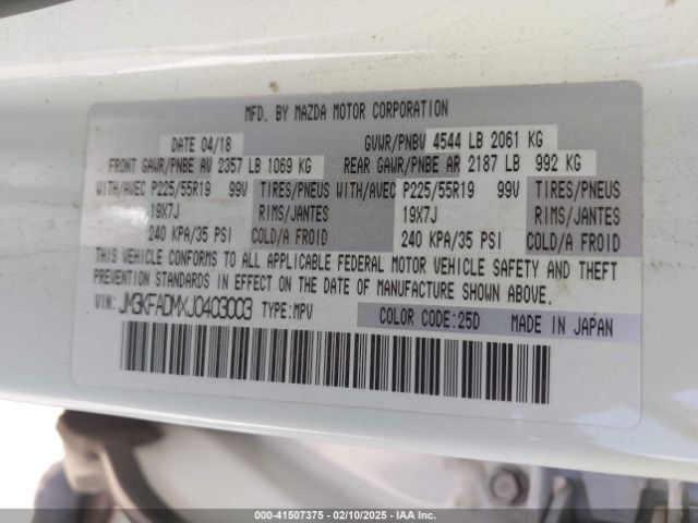 JM3KFADMXJ0403003 Mazda Cx-5 Grand Touring
