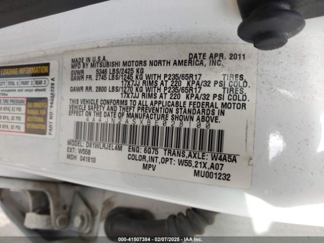 2011 MITSUBISHI ENDEAVOR 4A4JN2ASXBE028100 Photo 8