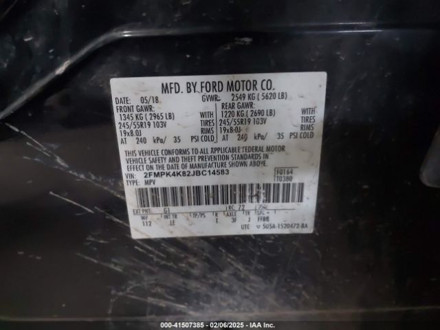2FMPK4K82JBC14583 Ford Edge Titanium