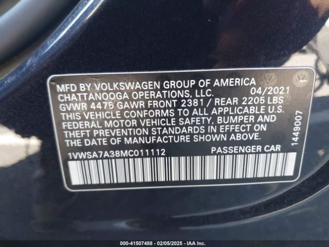 1VWSA7A38MC011112 Volkswagen Passat 2.0t Se