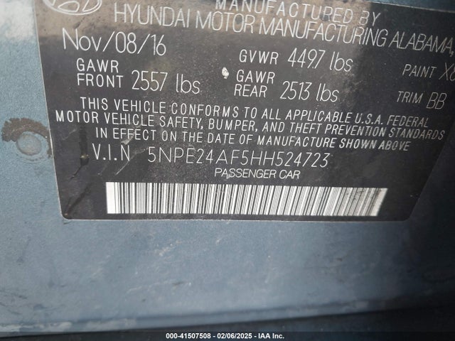 5NPE24AF5HH524723 Hyundai SONATA SE