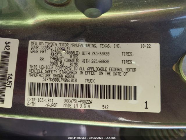 5TFMA5DB1PX061818 Toyota Tundra 1794 Edition