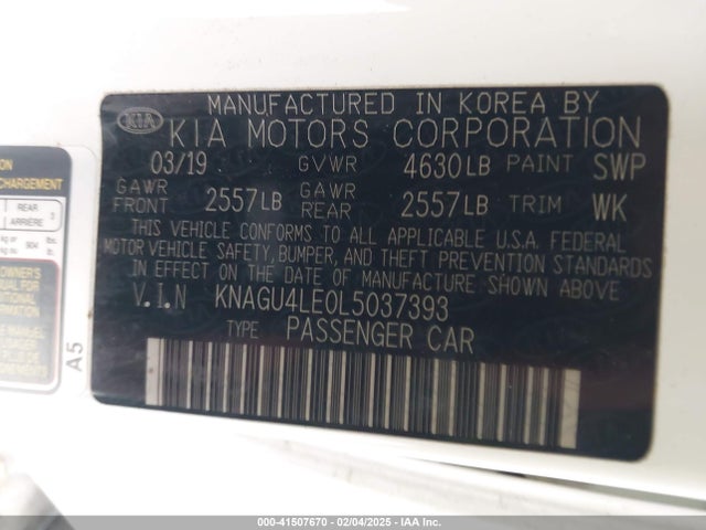 KNAGU4LE0L5037393 KIA Optima Hybrid Ex