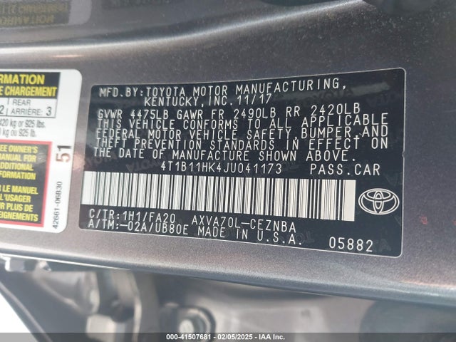4T1B11HK4JU041173 Toyota CAMRY LE