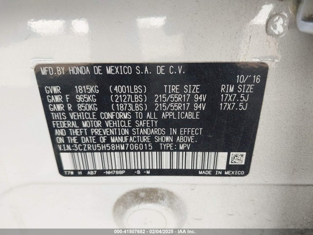 Honda HR-V EX 2017 3CZRU5H58HM706015 Image 9