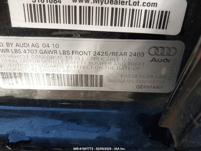 2010 AUDI A4 WAUAFAFL3AN063119 Photo 8
