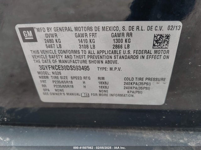 2013 CADILLAC SRX 3GYFNCE30DS593495 Photo 8