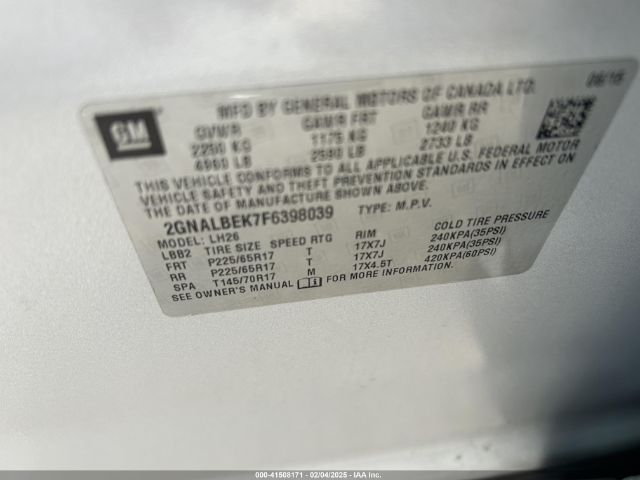 2GNALBEK7F6398039 Chevrolet Equinox