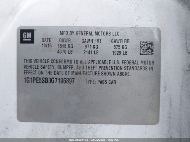1G1PE5SB0G7196897 Chevrolet Cruze Limited 1lt Auto