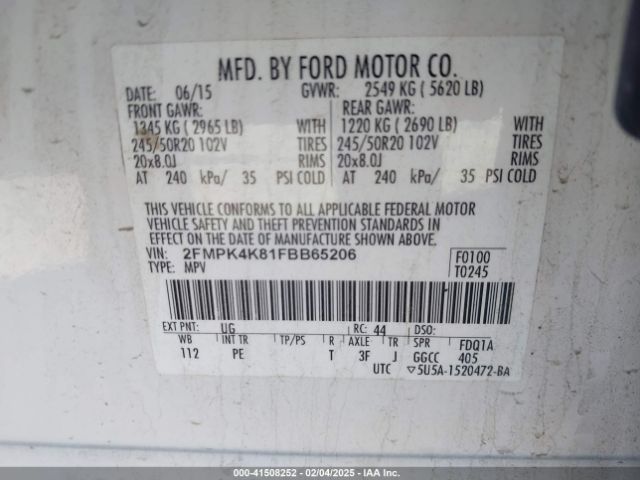 2FMPK4K81FBB65206 Ford Edge Titanium