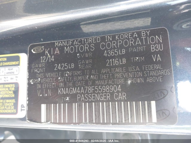 KIA Optima Lx 2015 KNAGM4A78F5598904 Image 9