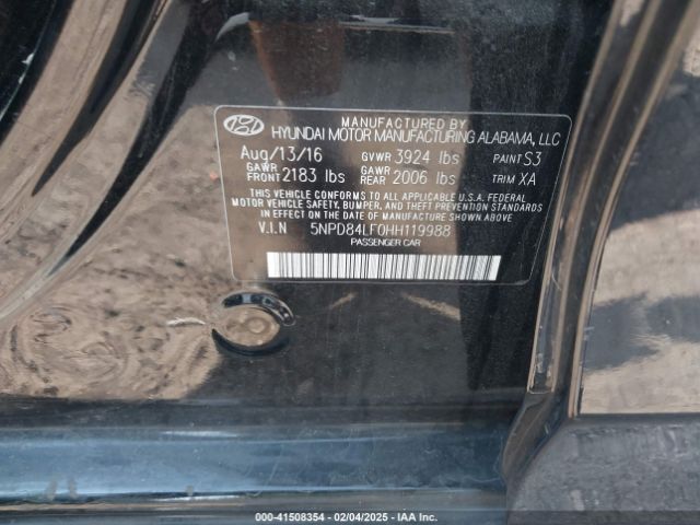 5NPD84LF0HH119988 Hyundai ELANTRA SE