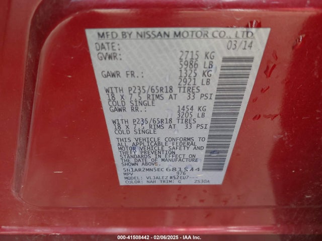 Nissan Pathfinder Sv 2014 5N1AR2MN5EC681544 Image 9