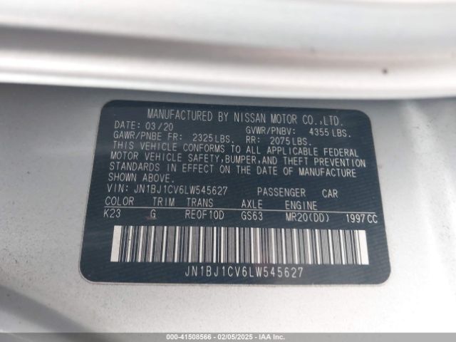 JN1BJ1CV6LW545627 Nissan Rogue Sport S Fwd Xtronic Cvt