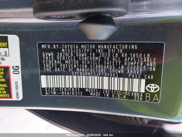 Toyota COROLLA LE 2018 5YFBURHE5JP794003 Image 9