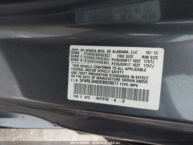Honda Odyssey Ex-l 2014 5FNRL5H65EB039017 Image 9