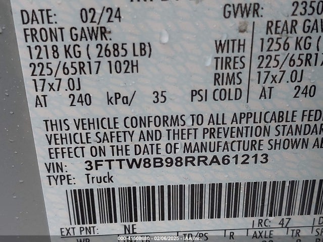 3FTTW8B98RRA61213 Ford Maverick Xl
