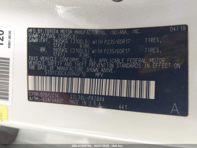 2018 TOYOTA SIENNA 5TDYZ3DCXJS940710 Photo 8