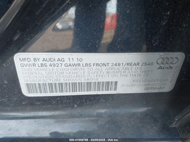 2011 AUDI A4 WAUBFAFLXBN032245 Photo 8
