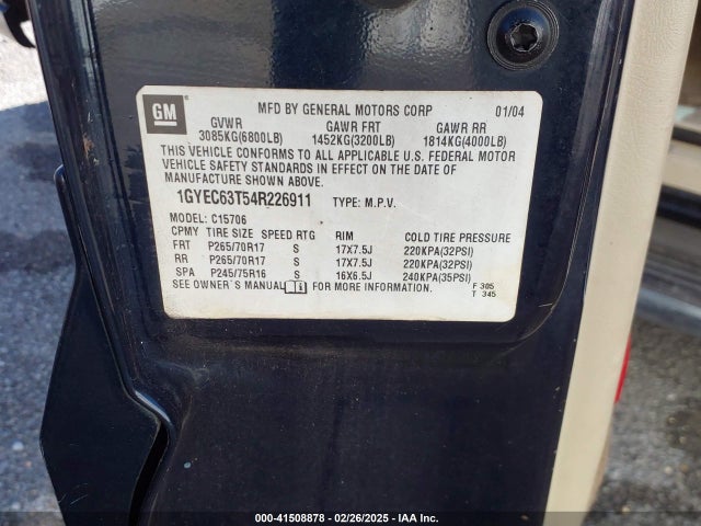 2004 CADILLAC ESCALADE 1GYEC63T54R226911 Photo 8