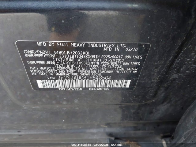 Subaru Forester 2.5i Premium 2016 JF2SJADC8GH548504 Image 9